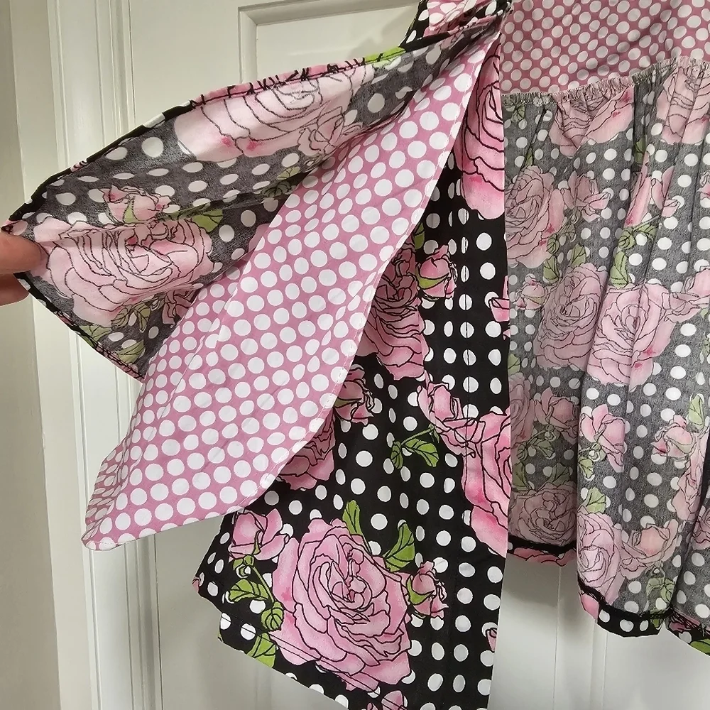 Hatch & Cloak Bye Bye Birdie Scoop Neck Wrap Dress Floral Polka Dot Size 2T